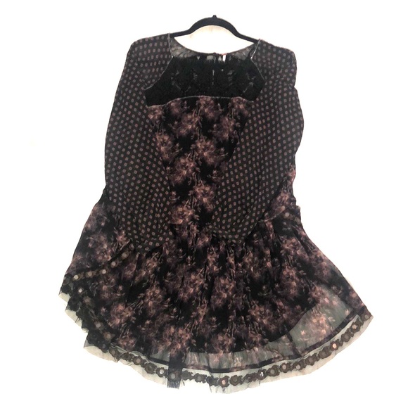 Free People Long Sleeve Printed Sheer Dress. - Picture 9 of 12